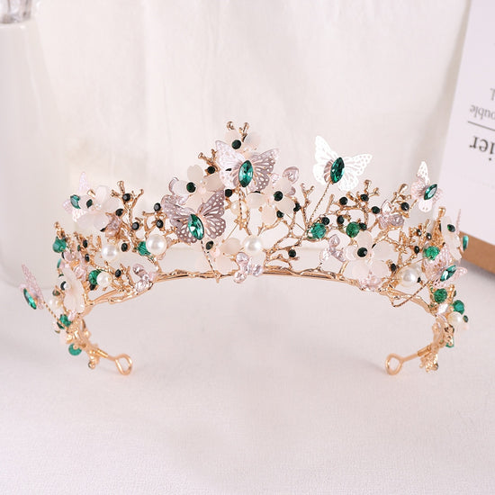 Butterfly Rhinestone Bridal Crown Baroque Tiara Hairband Wedding Hair Accessories