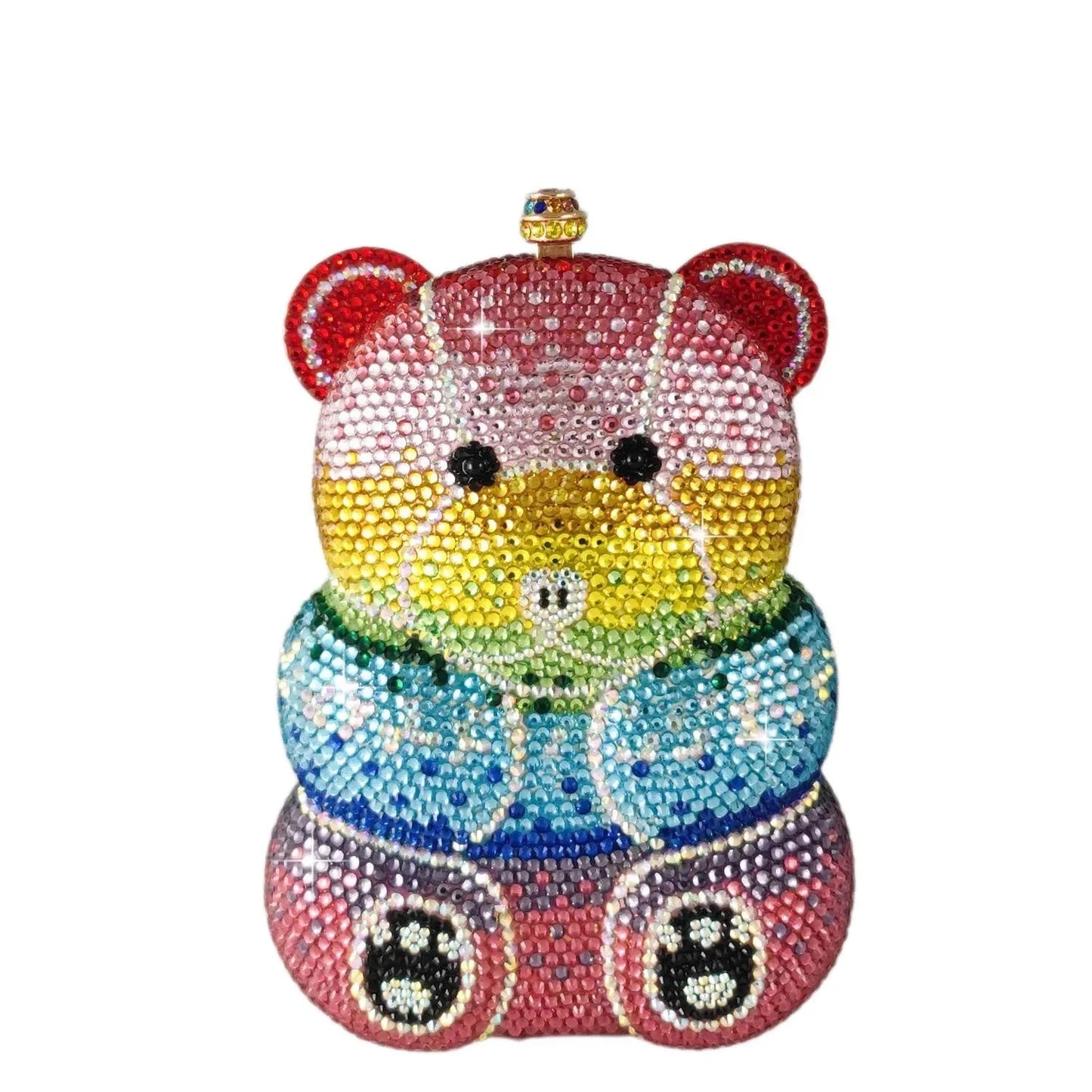 Colorful Teddy Clutch Minaudiere Crystal Evening Party Purses
