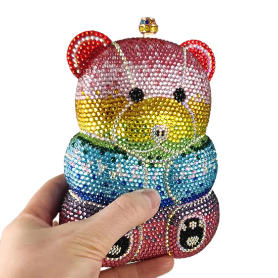 Colorful Teddy Clutch Minaudiere Crystal Evening Party Purses