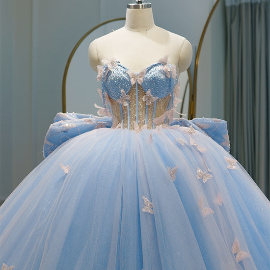 Romantic Ball Gown Quinceañera Dress With Butterflies – TulleLux Bridal ...