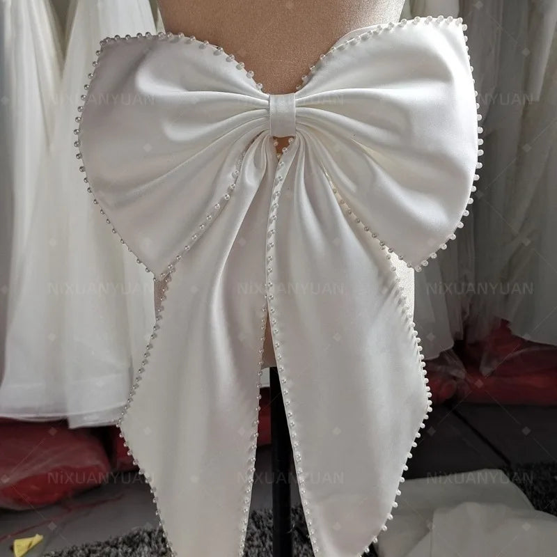 
                      
                        Satin Pearls  Detachable Bow with Pin Wedding Bridal Accessory
                      
                    