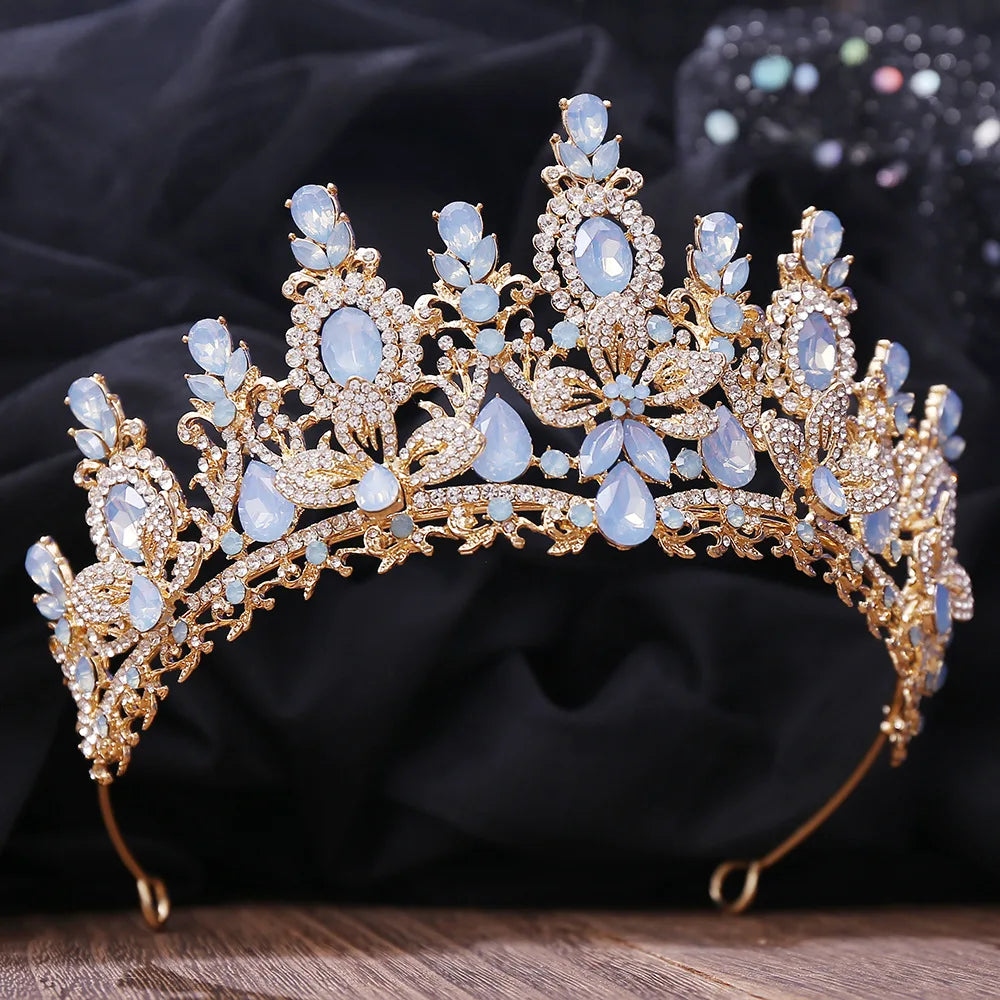 Opal Colored Rhinestone Crystal  Pageant Headdress Party Tiara Hair Accessories