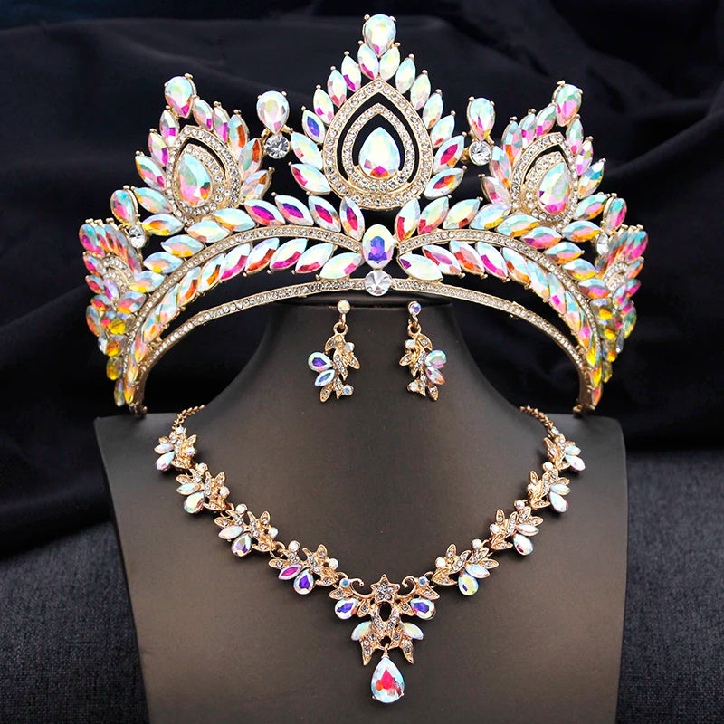 
                      
                        3 Pcs  Tiara Crown Bridal Birthday Party  Jewelry Sets Necklace Earrings Costume Accessories
                      
                    