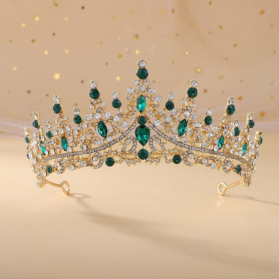 Classic Princess Crystal Bridal Tiaras Crowns Elegant Hair Jewelry Accessories Gold Blue