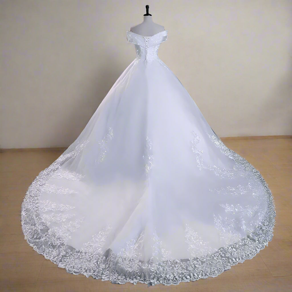 Beading V neck Pretty Lace Embroidery A Line Gown Wedding Dress