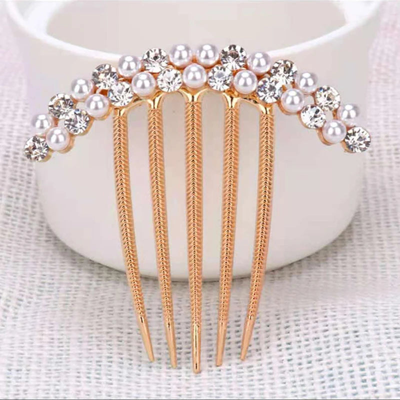 
                      
                        5 Teeth Hair Side Combs Pearl Crystal Wedding Bridal  Hair Comb Accessory
                      
                    