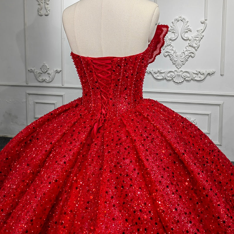 
                      
                        Quinceanera Ball Gown Red Sequined Dress
                      
                    