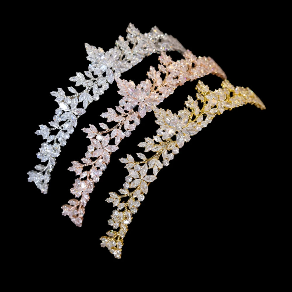 Fashion Crystal Cubic Zirconia Tiara Crown Pageant Party Wedding Hair Accessories