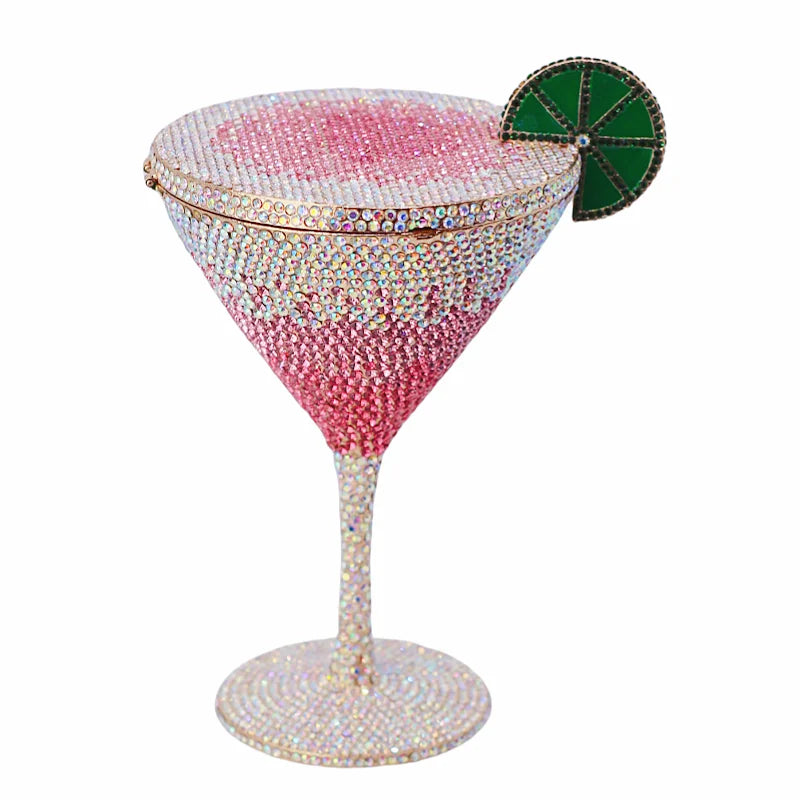
                      
                        Decorative martini glasses purses with colorful gemstones mini clutches
                      
                    