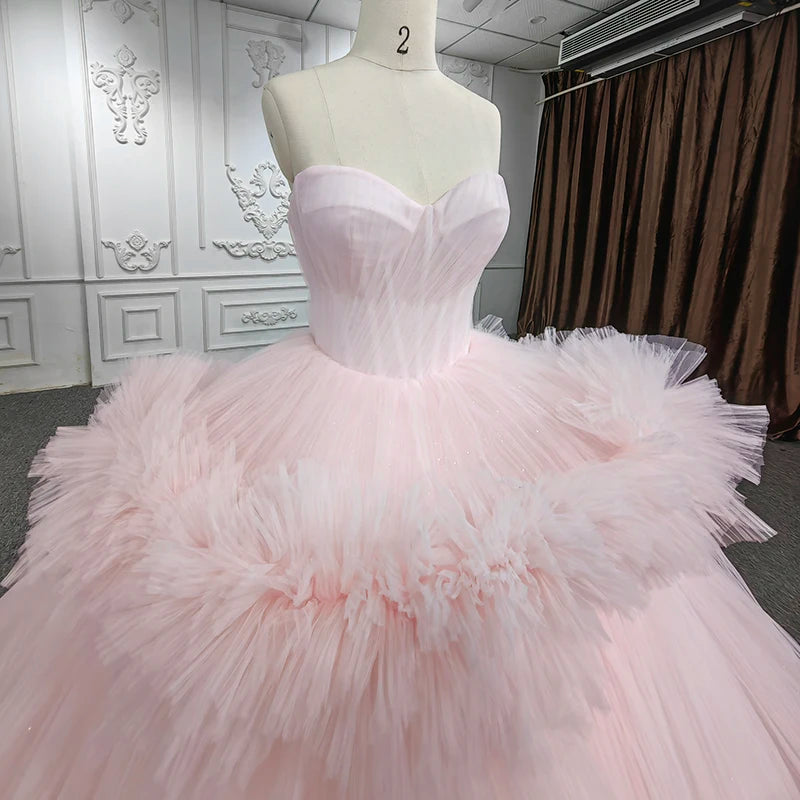 
                      
                        Pink Quinceanera Dress For Girls Strapless Sleeveless Lace Up  Party Ball Gown
                      
                    