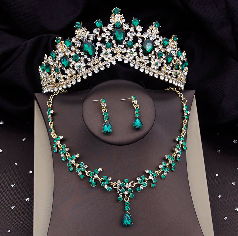 Tiara Crown Necklace Earring Wedding  Party Jewelry Sets Costume Accessories