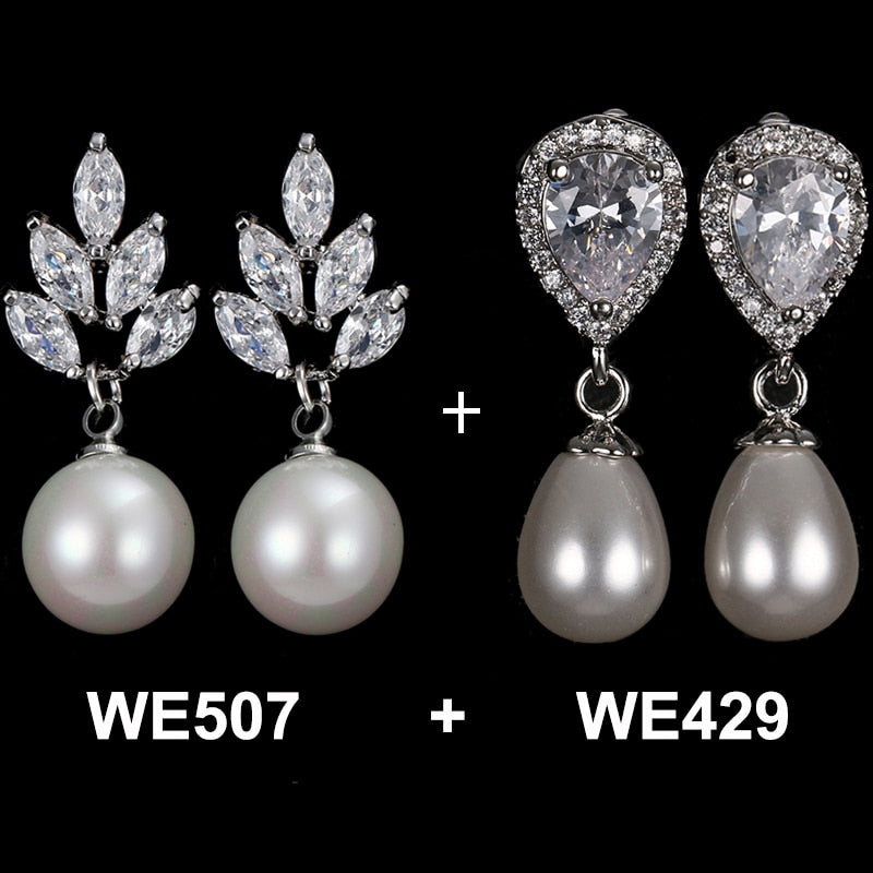 
                      
                        Fashion Imitation Pearl Drop Cubic Zirconia Wedding Earrings
                      
                    