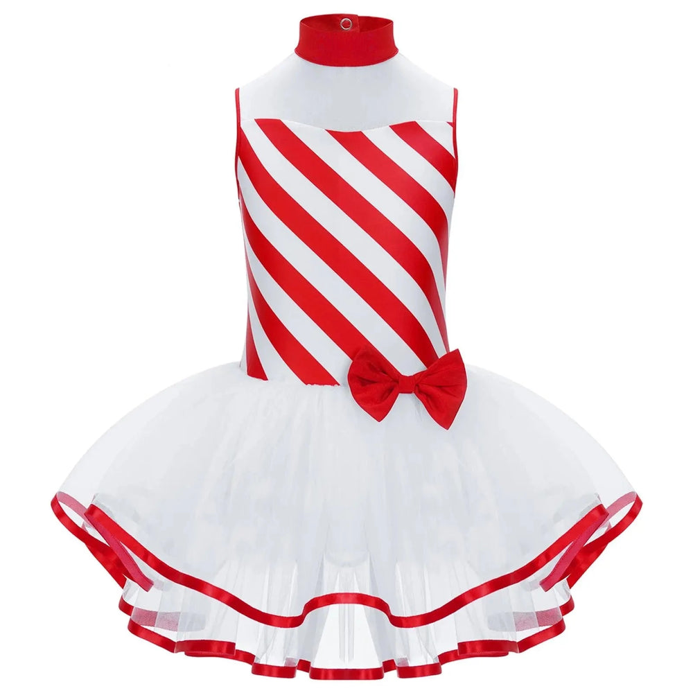 Girls Ballet Tutu Dress Striped Leotard for Stage  Dance Performance