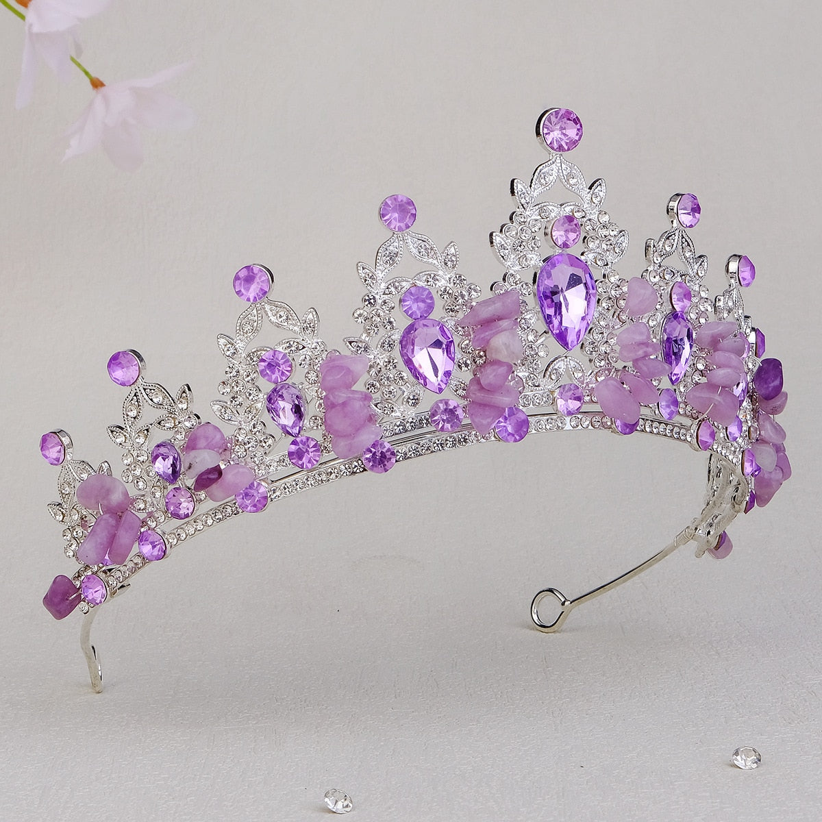 Load image into Gallery viewer, Purple Crystal Rhinestone Tiara Crown Birthday Headband Pageant Hair Jewelry
