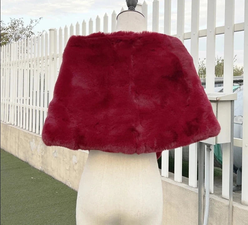 Burgundy Faux Fur Bolero Jacket  Special Evening Shoulder Wrap