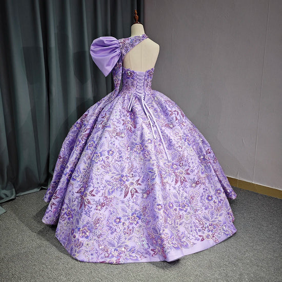 Purple Quinceanera  One-Shoulder Ball Gown Dress