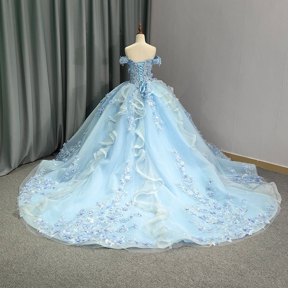 Blue Princess Quinceanera Dress Ball Gown