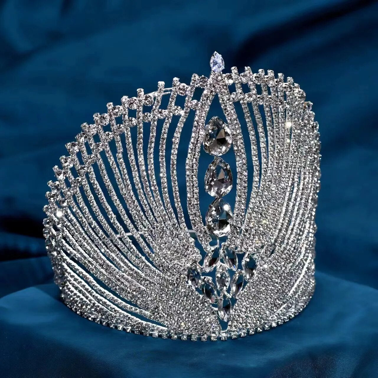 European Style Zircon Big Tiara Crown Hair Accessory