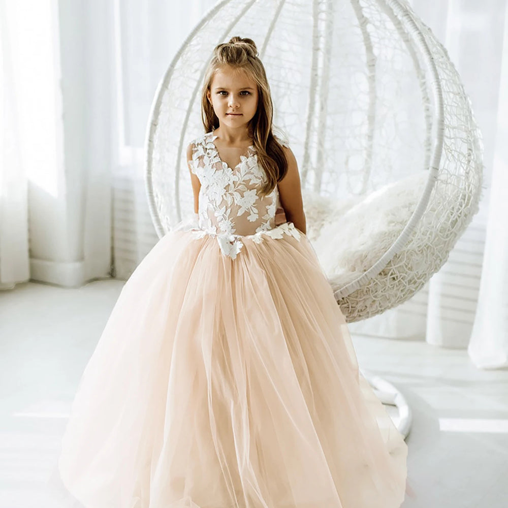 
                      
                        Flower Girl Bow Tie Back Tulle Princess Party Dress
                      
                    