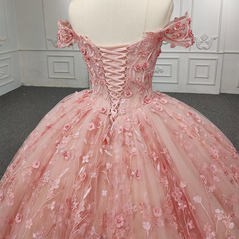 
                      
                        Quinceanera Ball Gown Pink Flower Dress
                      
                    