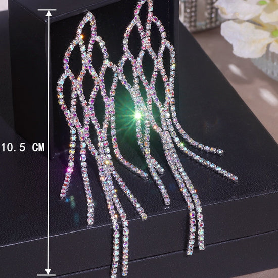 Classic Ladies Crystal Fashion Tassel Rhinestone Drop Dangle Earrings Party Jewelry