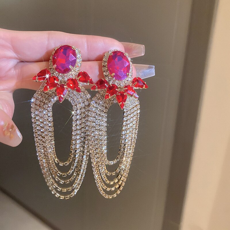 
                      
                        Fashion Water Drop Crystal Earrings for Women Long Tassel Earring
                      
                    