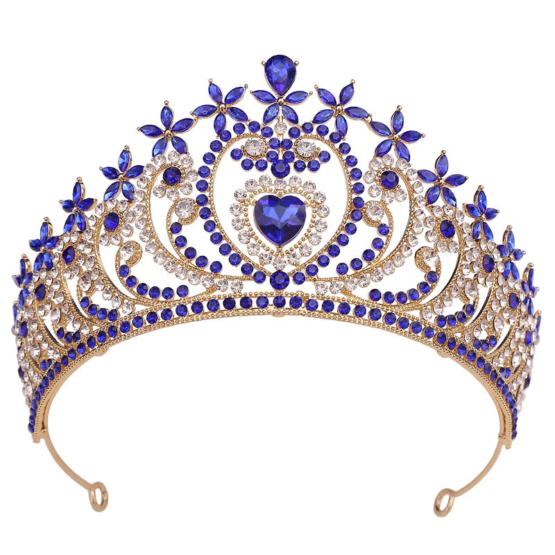 
                      
                        Blue and gold tiara with heart design on a white background
                      
                    