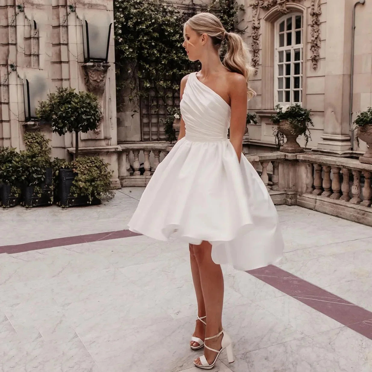 Mini Satin Wedding Dress Above Knee Suitable for Boho Beach Party