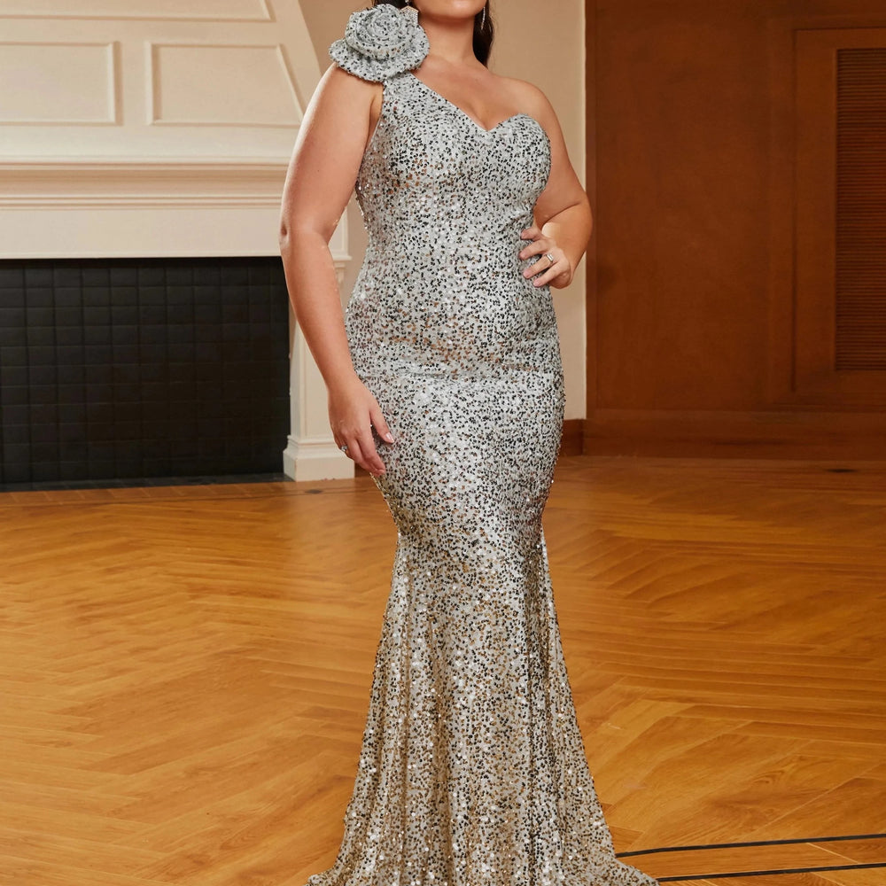 
                      
                        Plus Size Sequin Evening Dress One Shoulder Bodcyon Mermaid Party Gown
                      
                    