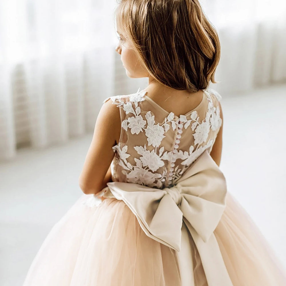 
                      
                        Flower Girl Bow Tie Back Tulle Princess Party Dress
                      
                    