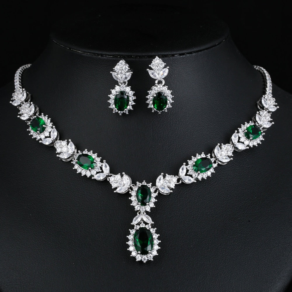 
                      
                        Luxury Green Cubic  Zirconia Crystal Necklace and Earrings Jewelry Set
                      
                    