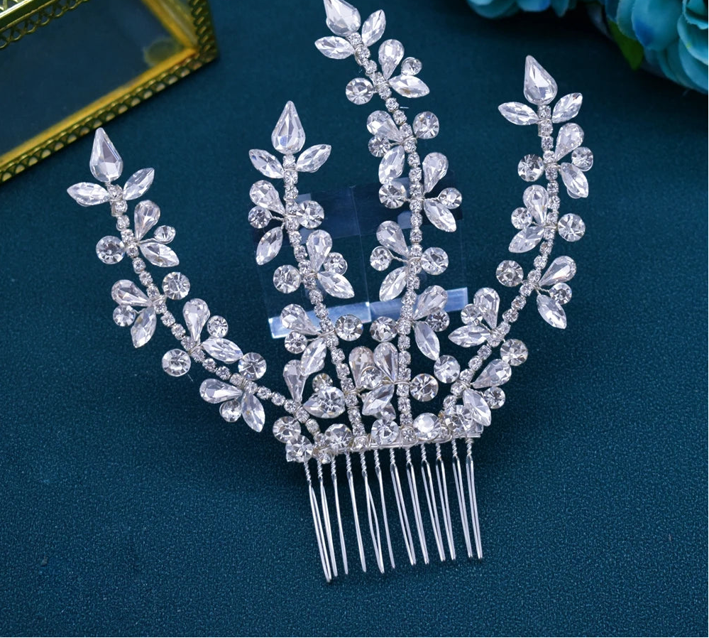 Crystal Bridal Hair Comb Accessory Rhinestone Wedding Headband Tiara, elevate your bridal updo with our dazzling crystal hair accessory crystal hair comb
