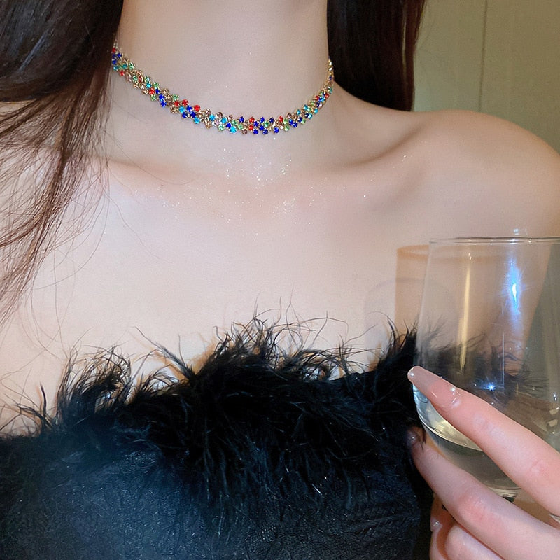 Load image into Gallery viewer, Fashion Colorful Rhinestone Chokers Geometric Crystal Necklaces
