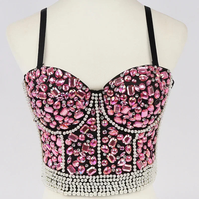 
                      
                        Rhinestone Diamond Sequin Tank Top Corset Crop Tops
                      
                    