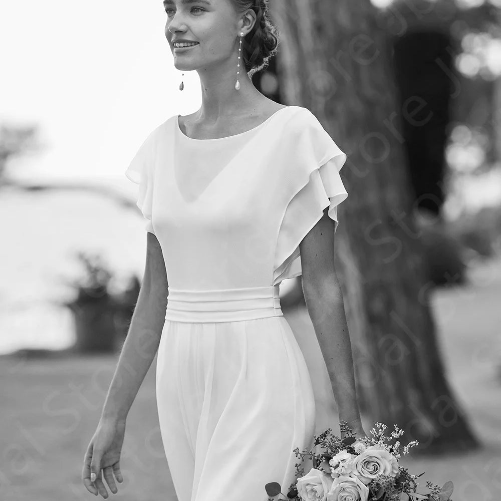 
                      
                        Modern Simple Wedding Dress Pants Jumpsuit Boho Beach Bridal Gowns
                      
                    