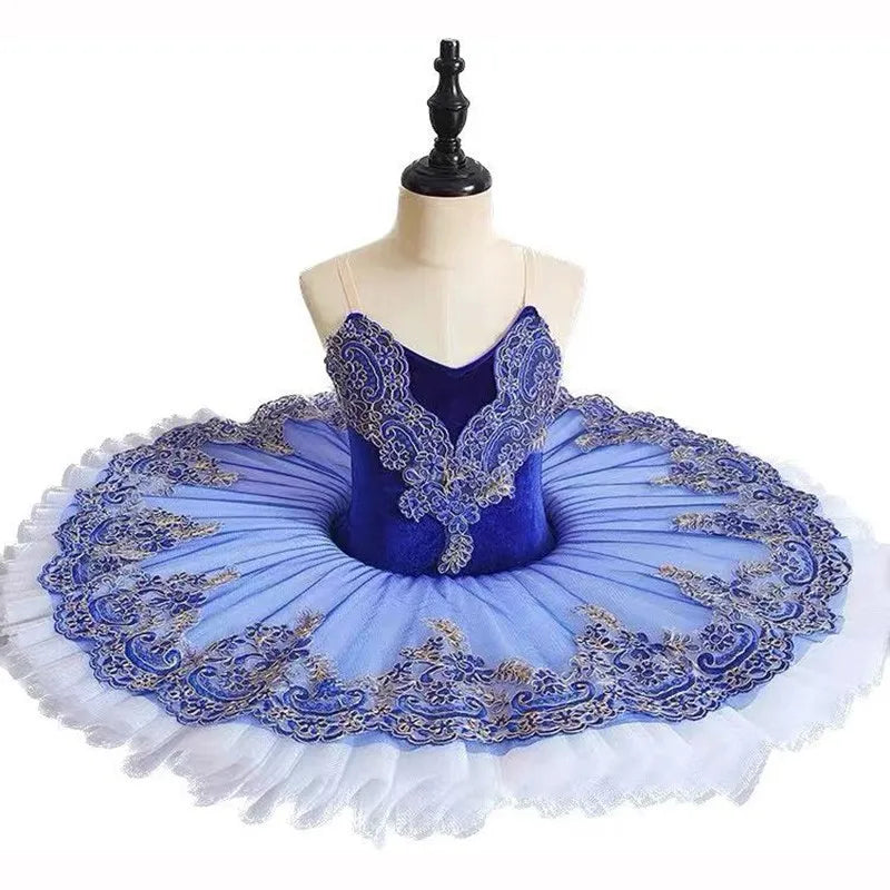 
                      
                        Girls Blue Embroidered Pancake Tutu Ballerina Dance Costume
                      
                    