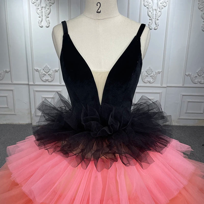 
                      
                        Exquisite Pink Black Quinceanera Dress Lace Ruched Organza Evening Ball Gown
                      
                    