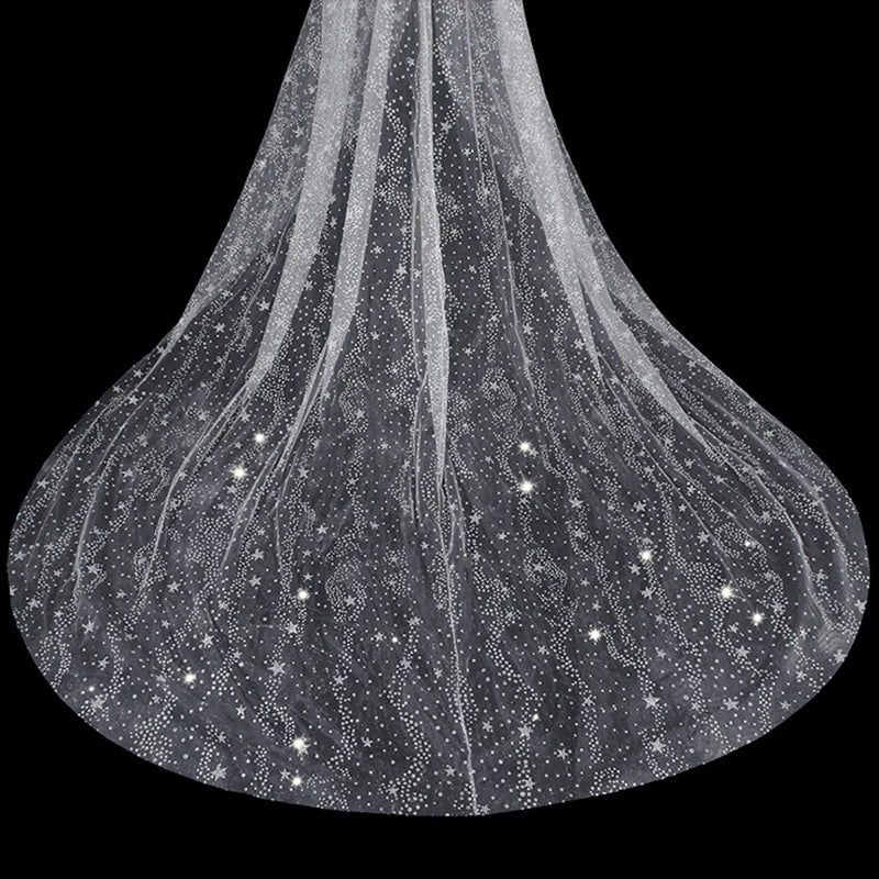 
                      
                        Cut Tulle Sequined Cathedral Bridal Veil With Comb Wedding Accessory
                      
                    