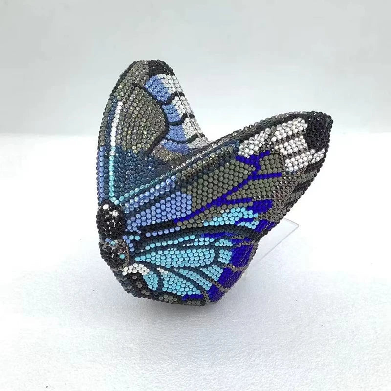 
                      
                        Colorful butterfly-shaped clutch bag mini purse for formal events with crystal beadwork 
                      
                    