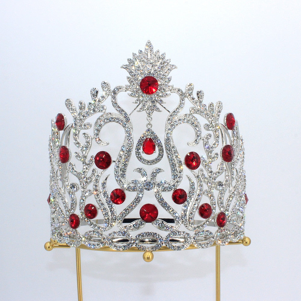 Luxury Miss Universe Big AB Crystal Rhinestone Round Tiaras Princess Pageant Crowns