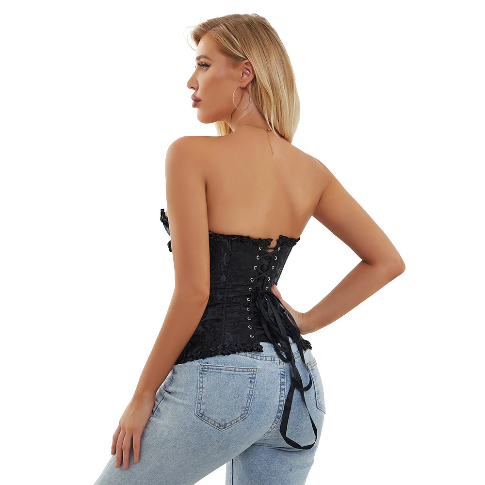 
                      
                        Over Bust Corset Basques Floral Lace Top Bustier
                      
                    