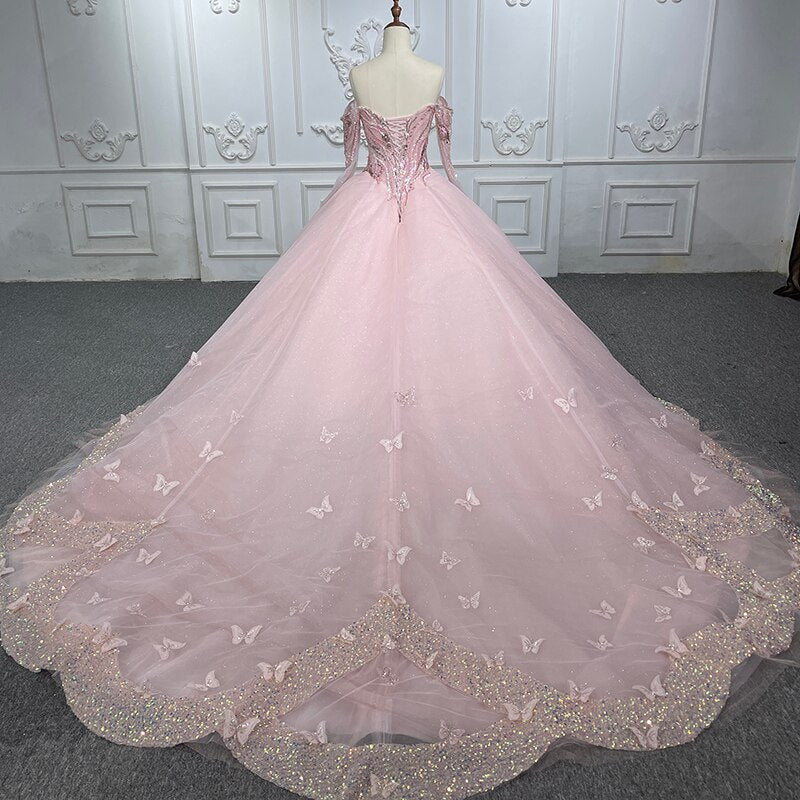 Elegant Quinceanera Pink Ball Gown Dress