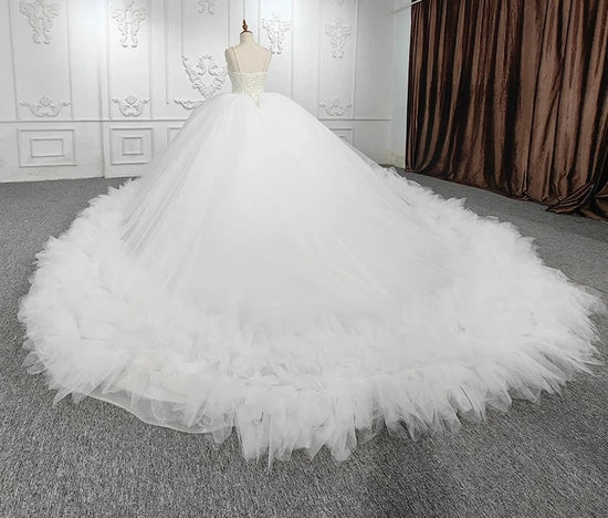 Organza Ball Gown Sweetheart Sleeveless Beaded Wedding Dress