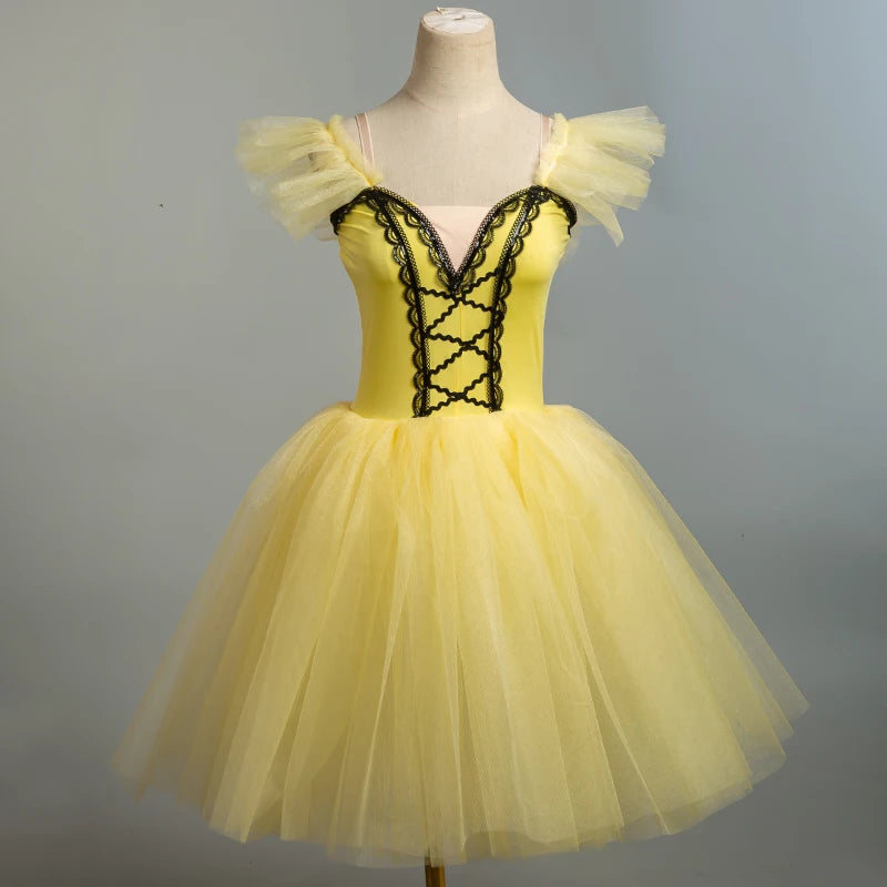 Girls Professional Ballet Tutu Long Dress Performance Dance Costume