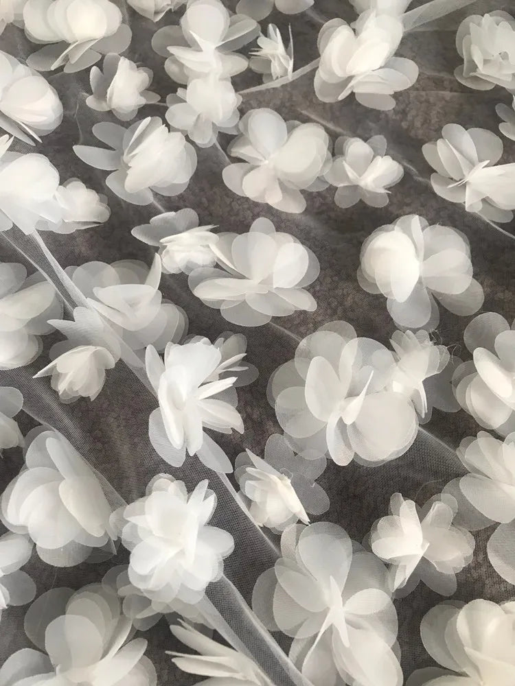 Long Cathedral 3D Flowers Floral Lace  Petals Wedding Bridal Veil