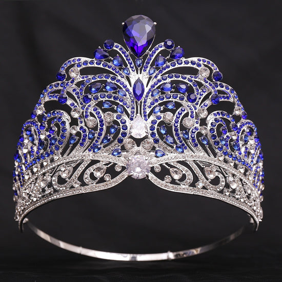 European Crystal Wedding Crowns Cubic Zircon Large Round Queen Tiara Party Hair Accessories