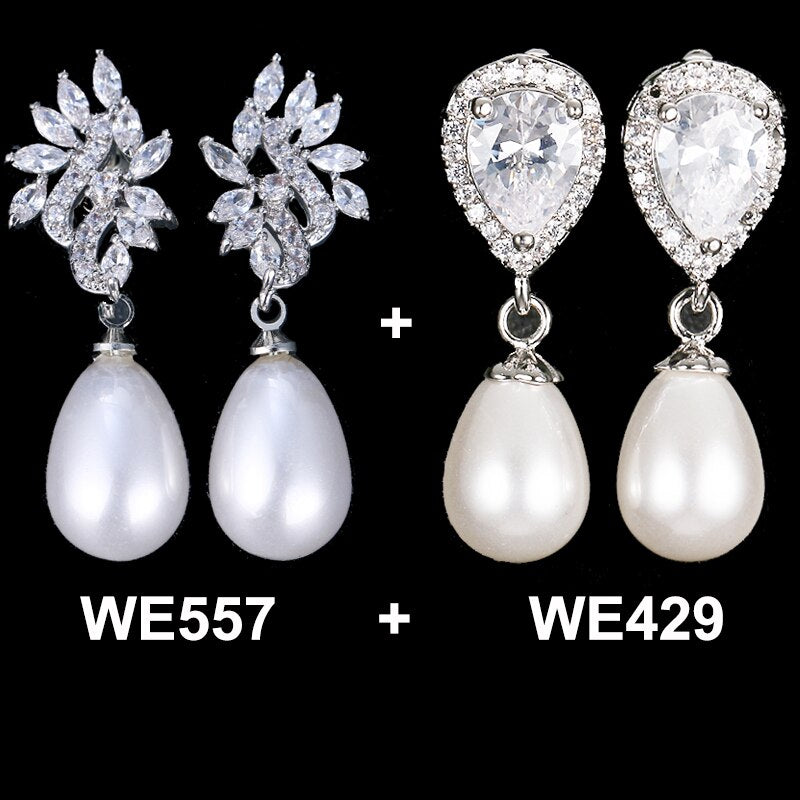 
                      
                        Fashion Imitation Pearl Drop Cubic Zirconia Wedding Earrings
                      
                    