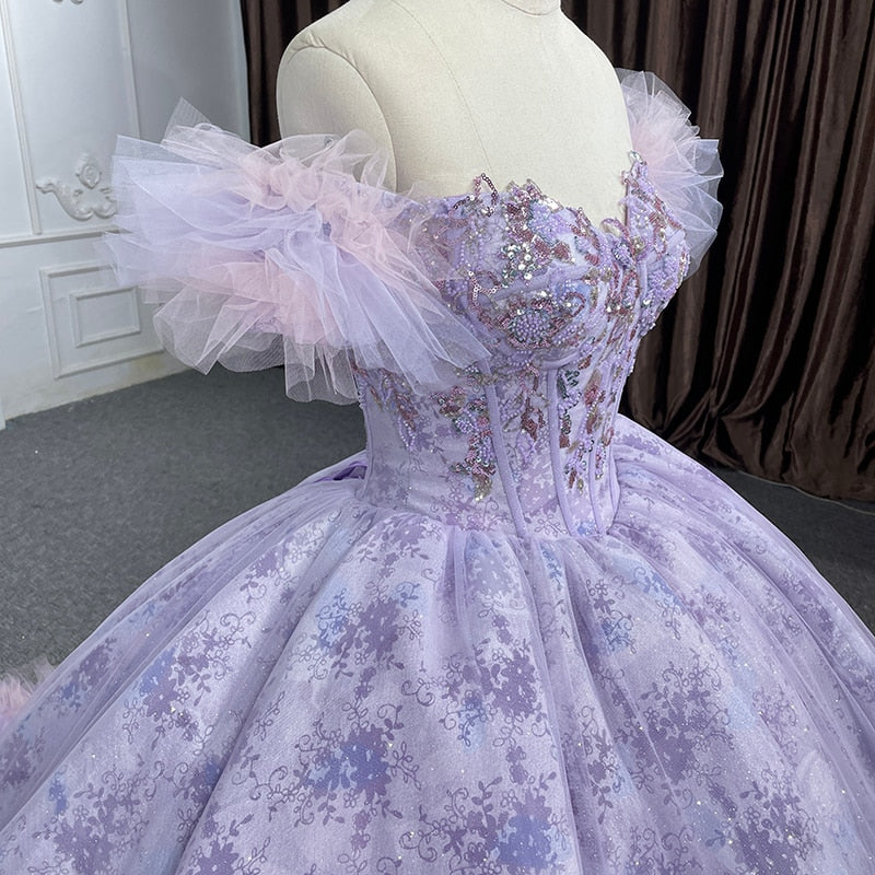 
                      
                        Quinceañera lace Ball Gown Purple Sequined Dress
                      
                    