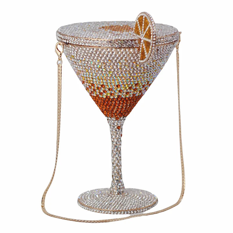 
                      
                        Decorative martini glasses purses with colorful gemstones mini clutches
                      
                    