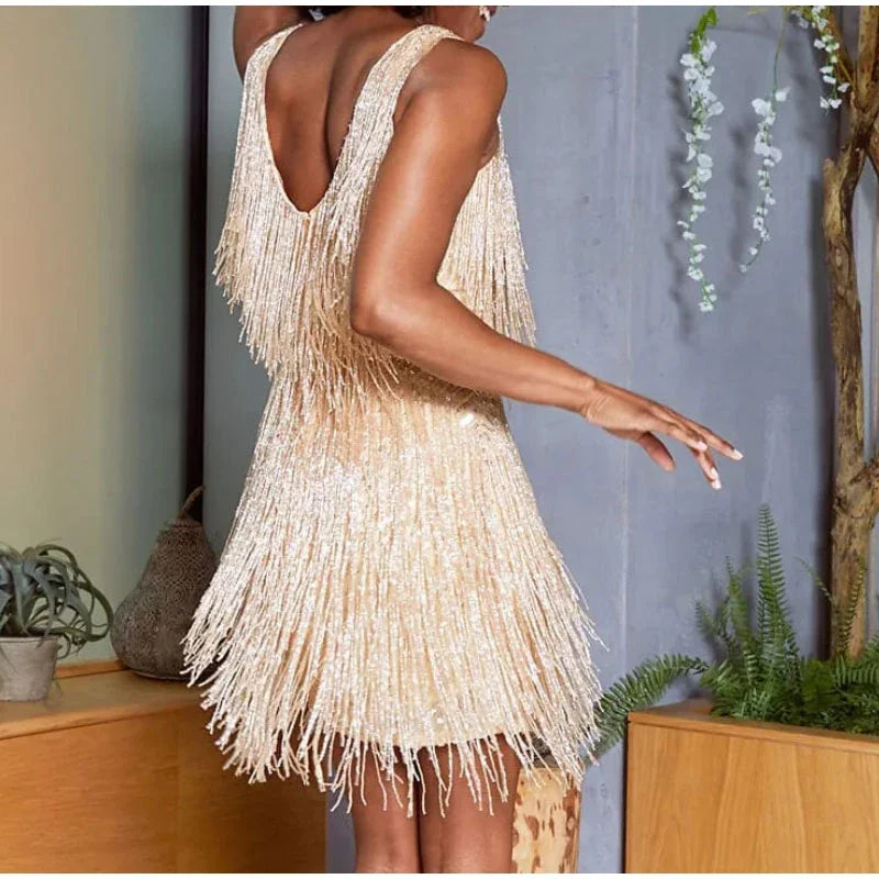 
                      
                        Tassel Sequins Feather Mini Dress Women Spaghetti Strap Party Wedding Boho Chic
                      
                    